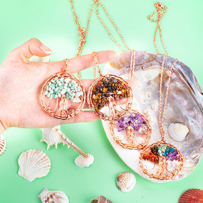 2.6*2.2inch/6.6*5.2cm Chakra Gemstone Necklace Release Anxiety