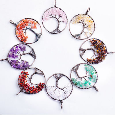 Spiritual Meditation Life Tree Chakra Healing Stone Necklace Jewellery