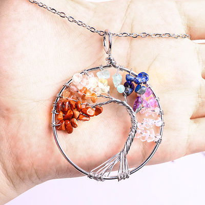 Spiritual Meditation Life Tree Chakra Healing Stone Necklace Jewellery
