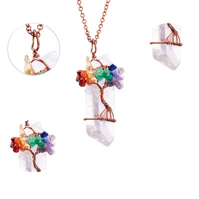 Handmade Healing Silvery Rock Crystal Quartz Necklace 23g