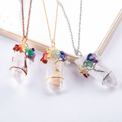 Handmade Healing Silvery Rock Crystal Quartz Necklace 23g