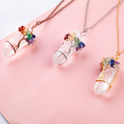 Handmade Healing Silvery Rock Crystal Quartz Necklace 23g