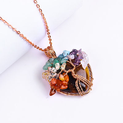Rose Gold Tiger Eye Stone Necklace Pendant Adjustable Size