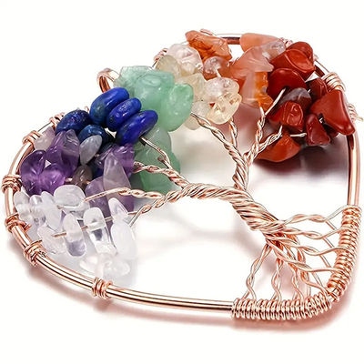 5*5cm Tree Of Life Necklace With Chakra Stones Pendant