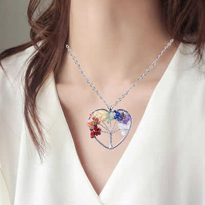 5*5cm Tree Of Life Necklace With Chakra Stones Pendant