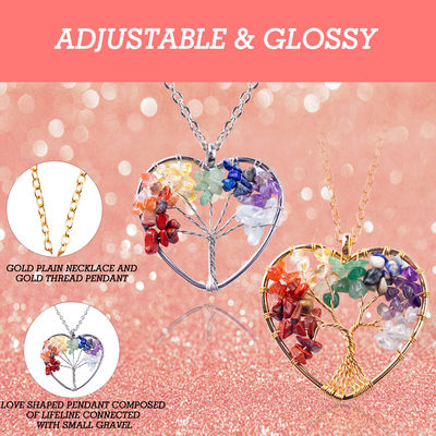 5*5cm Tree Of Life Necklace With Chakra Stones Pendant