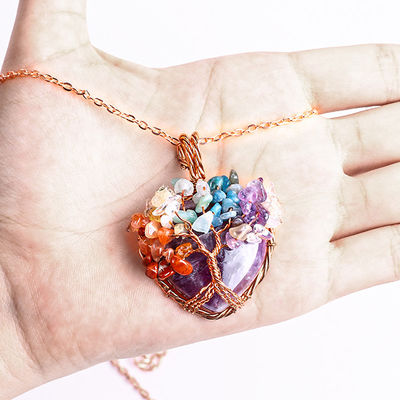 Green Aventurine Spiritual Chakra Meditation Life Tree Heart Chakra Crystal Stone Necklace