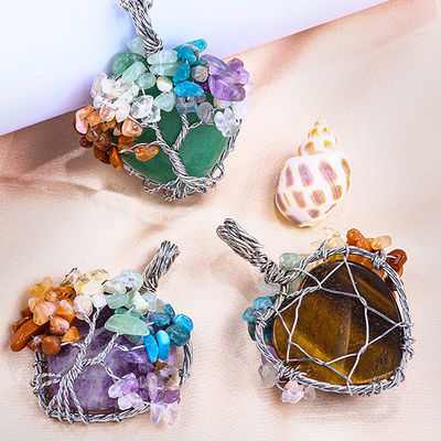 Green Aventurine Spiritual Chakra Meditation Life Tree Heart Chakra Crystal Stone Necklace