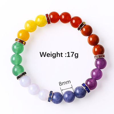Women Natural Stone Chakra Gemstone Bracelet 22.05inch/56cm
