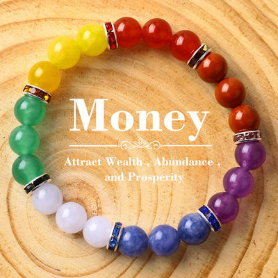 Women Natural Stone Chakra Gemstone Bracelet 22.05inch/56cm