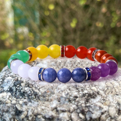 Women Natural Stone Chakra Gemstone Bracelet 22.05inch/56cm