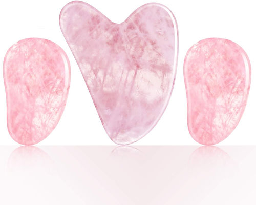 Polished Smooth Crystal Rose Quartz Gua Sha Board Jade Face Stone For Anti Aging