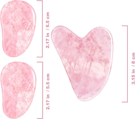 Polished Smooth Crystal Rose Quartz Gua Sha Board Jade Face Stone For Anti Aging