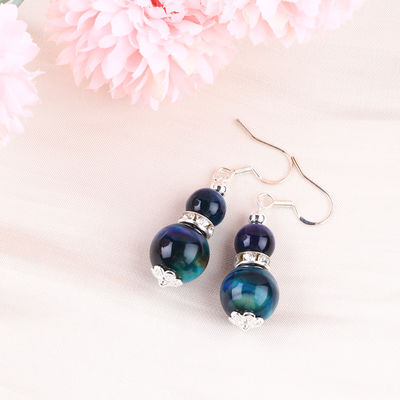 Handmade Crystal Stone Earrings Rainbow Tiger's Eye  Gemstone Beaded Pendant Earrings