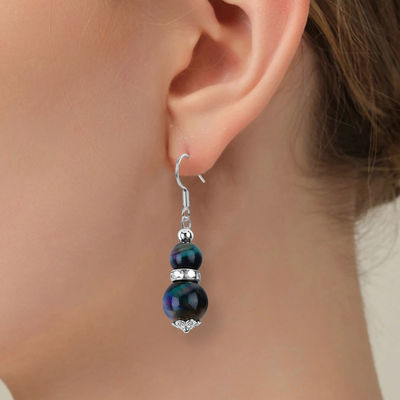 Handmade Crystal Stone Earrings Rainbow Tiger's Eye  Gemstone Beaded Pendant Earrings
