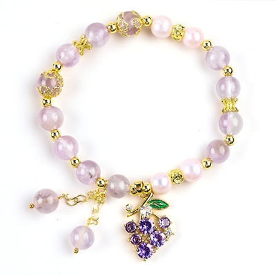 Handmade Gemstone Beaded Bracelet Natural Amethyst Stone Bracelet Adjustable Charms Bracelet For Party Daily Wearing