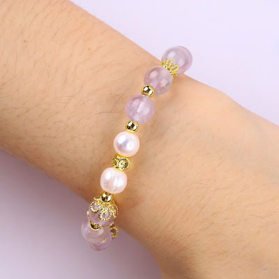 Handmade Gemstone Beaded Bracelet Natural Amethyst Stone Bracelet Adjustable Charms Bracelet For Party Daily Wearing