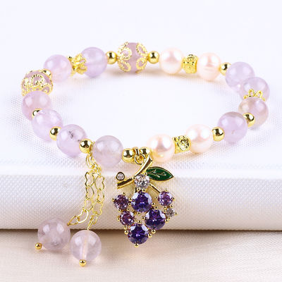 Handmade Gemstone Beaded Bracelet Natural Amethyst Stone Bracelet Adjustable Charms Bracelet For Party Daily Wearing