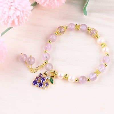 Handmade Gemstone Beaded Bracelet Natural Amethyst Stone Bracelet Adjustable Charms Bracelet For Party Daily Wearing