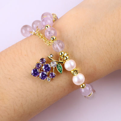 Handmade Gemstone Beaded Bracelet Natural Amethyst Stone Bracelet Adjustable Charms Bracelet For Party Daily Wearing