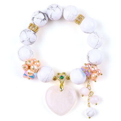 Handmade Gemstone Beaded Bracelet Natural White Turquoise Stone Bracelet Adjustable Charms Bracelet For Party Daily