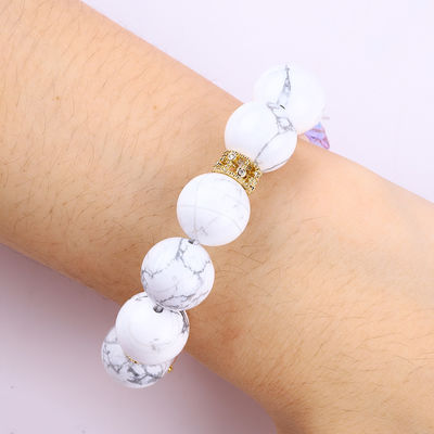 Handmade Gemstone Beaded Bracelet Natural White Turquoise Stone Bracelet Adjustable Charms Bracelet For Party Daily