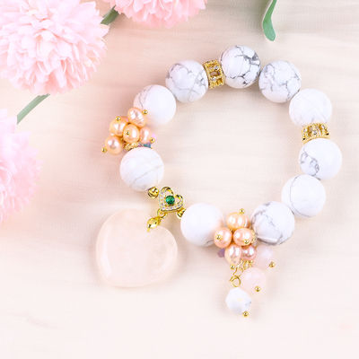 Handmade Gemstone Beaded Bracelet Natural White Turquoise Stone Bracelet Adjustable Charms Bracelet For Party Daily