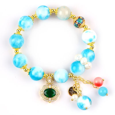 Handmade Gemstone Beaded Bracelet Natural Persian Jade Stone Bracelet Adjustable Charms Bracelet For Party Daily Wearing