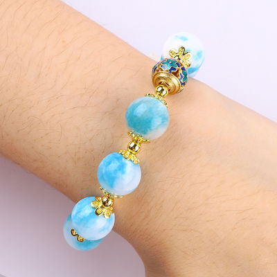 Handmade Gemstone Beaded Bracelet Natural Persian Jade Stone Bracelet Adjustable Charms Bracelet For Party Daily Wearing