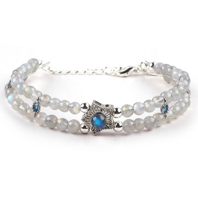 Handmade Moonstone Beaded Bracelet Natural Moonstone Bracelet Adjustable Charms Bracelet For Party Daily Wearing