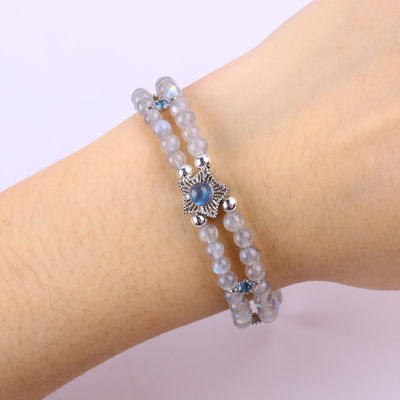 Handmade Moonstone Beaded Bracelet Natural Moonstone Bracelet Adjustable Charms Bracelet For Party Daily Wearing