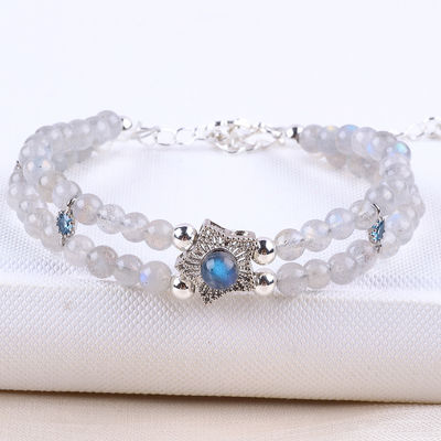 Handmade Moonstone Beaded Bracelet Natural Moonstone Bracelet Adjustable Charms Bracelet For Party Daily Wearing