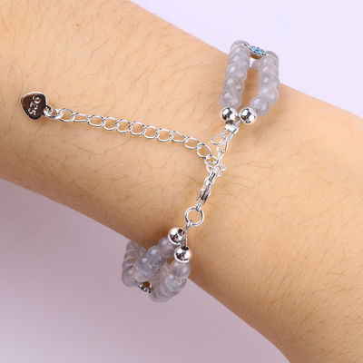 Handmade Moonstone Beaded Bracelet Natural Moonstone Bracelet Adjustable Charms Bracelet For Party Daily Wearing