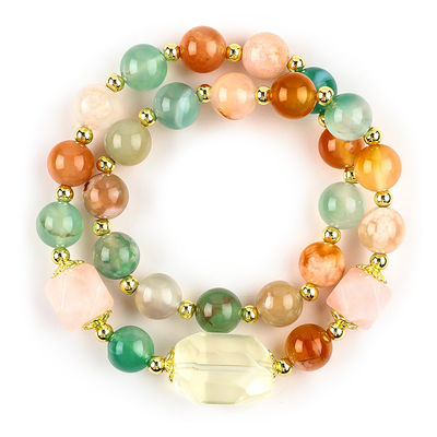 Handmade Gemstone Beaded Bracelet Natural Blossoms Agate Stone Bracelet Adjustable Charms Bracelet For Party Daily