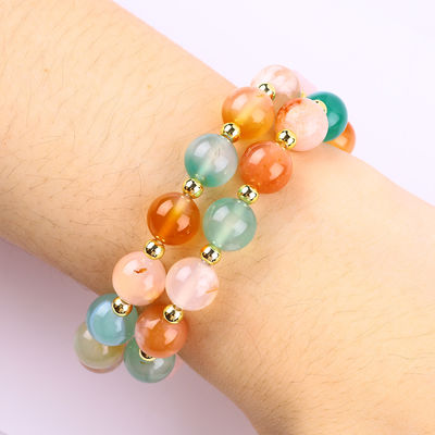 Handmade Gemstone Beaded Bracelet Natural Blossoms Agate Stone Bracelet Adjustable Charms Bracelet For Party Daily
