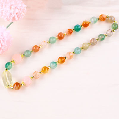 Handmade Gemstone Beaded Bracelet Natural Blossoms Agate Stone Bracelet Adjustable Charms Bracelet For Party Daily