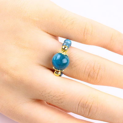 4MM Apatite Small Bead Healing Energy Crystal Round Stretch Bead Ring For Daily Wear And Party