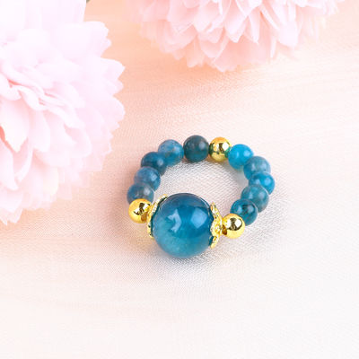 4MM Apatite Small Bead Healing Energy Crystal Round Stretch Bead Ring For Daily Wear And Party