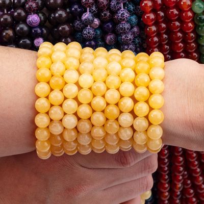 8mm Lighter Honey Jade Gemstone Beads Healing Crystal Stone Beads For Jewelry Making