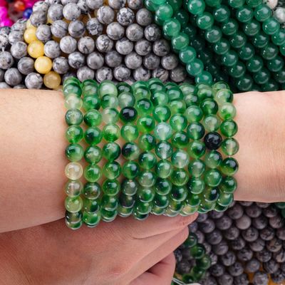 8mm Clear Moss Agate Gemstone Beads Healing Crystal Stone Beads For Jewelry Making