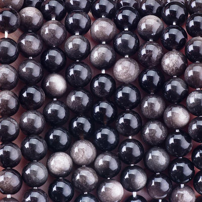 8mm Silver Obsidian Gemstone Beads Healing Crystal Stone Beads For Jewelry Making