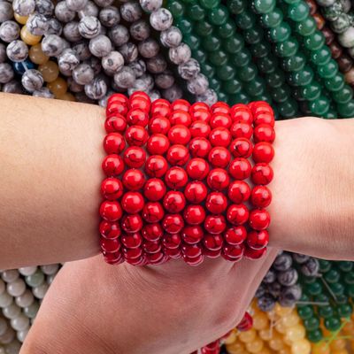 8mm Manmade Red Turquoise Gemstone Beads Healing Crystal Stone Beads For Jewelry Making