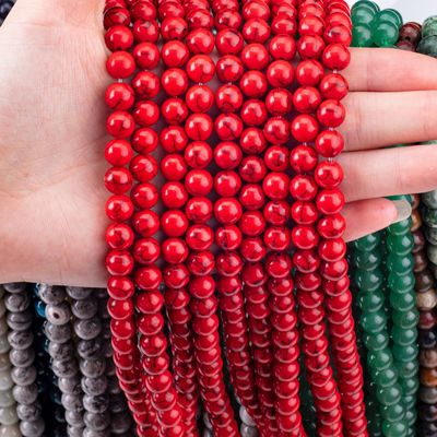 8mm Manmade Red Turquoise Gemstone Beads Healing Crystal Stone Beads For Jewelry Making