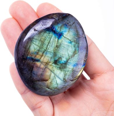 Natural Labradorite Palm Stone Healing Polished Pocket Labradorite Rock Stones Irregular Worry Stone Anxiety Releasing