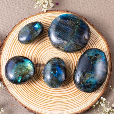 Natural Labradorite Palm Stone Healing Polished Pocket Labradorite Rock Stones Irregular Worry Stone Anxiety Releasing