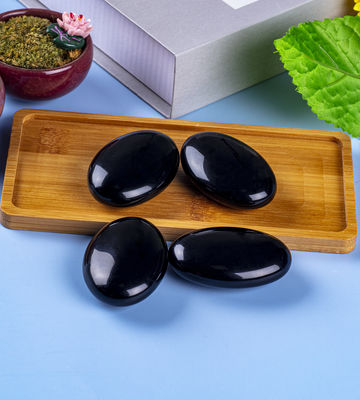 Natural Polished Black Obsidian Palm Stone Black Obsidian Pocket Worry Gemstone For Stress Reducing Home Decoration
