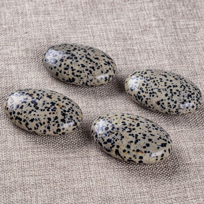 Natural Polished Dalmatian Jasper Palm Stone Oval Shaped Dalmatian Crystal Energy Stone for Buildings Decoration