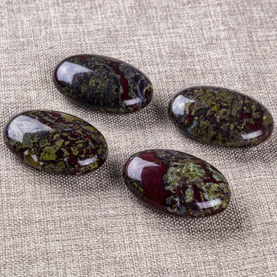 Natural Dragon Bloodstone Oval Shaped Craft Stone Dragon Bloodstone Palm Gemstone for Home Decoration