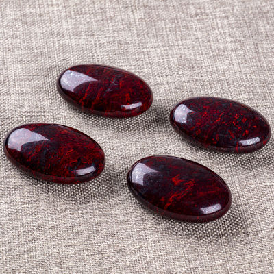 Natural Red Flower Jasper Palm Stone - Healing Crystal for Energy Balance and Grounding