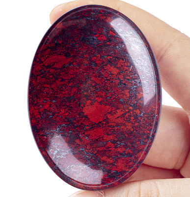 Natural Red Flower Jasper Palm Stone - Healing Crystal for Energy Balance and Grounding